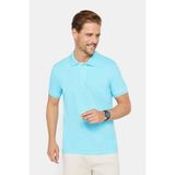 Tudors Erkek Slim Fit Dar Kesim %100 Pamuk Düz Pike Mavi Polo Yaka Tişört - XL