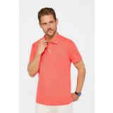 Tudors Erkek Slim Fit Dar Kesim %100 Pamuk Düz Pike Nar Renk Polo Yaka Tişört