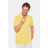 Tudors Erkek Slim Fit Dar Kesim %100 Pamuk Düz Pike Sarı Polo Yaka Tişört