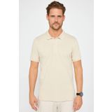 Tudors Erkek Slim Fit Dar Kesim %100 Pamuk Düz Pike Taş Renk Polo Yaka Tişört