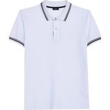 Tudors Erkek Slim Fit Dar Kesim %100 Pamuk Düz Pike Yaka ve Kol Detaylı Beyaz Polo Yaka Tişört - 2XL