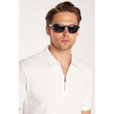 Tudors Erkek Slim Fit Dar Kesim %100 Pamuk Fermuarlı Beyaz Polo Yaka Tişört - XL