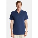 Tudors Erkek Slim Fit Dar Kesim %100 Pamuk Fermuarlı Lacivert Polo Yaka Tişört