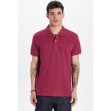 Tudors Erkek Slim Fit Dar Kesim %100 Pamuk Fuşya Polo Yaka Tişört - 2XL