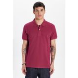 Tudors Erkek Slim Fit Dar Kesim %100 Pamuk Fuşya Polo Yaka Tişört