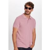 Tudors Erkek Slim Fit Dar Kesim %100 Pamuk Gül Kurusu Polo Yaka Tişört