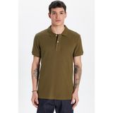 Tudors Erkek Slim Fit Dar Kesim %100 Pamuk Haki Polo Yaka Tişört - 2XL