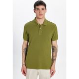 Tudors Erkek Slim Fit Dar Kesim %100 Pamuk Haki Polo Yaka Tişört - XL