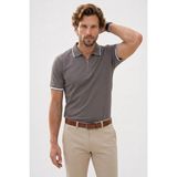 Tudors Erkek Slim Fit Dar Kesim %100 Pamuk Jakarlı Düz Yaka ve Kol Detaylı Gri Polo Yaka Tişört