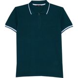 Tudors Erkek Slim Fit Dar Kesim %100 Pamuk Jakarlı Düz Yaka ve Kol Detaylı Yeşil Polo Yaka Tişört - XL