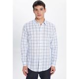 Tudors Erkek Slim Fit Dar Kesim %100 Pamuk Keten Doku Kareli Gömlek - Multicolor - XL