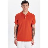 Tudors Erkek Slim Fit Dar Kesim %100 Pamuk Kiremit Polo Yaka Tişört - 2XL