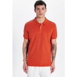 Tudors Erkek Slim Fit Dar Kesim %100 Pamuk Kiremit Polo Yaka Tişört - XL - Tarçın