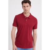 Tudors Erkek Slim Fit Dar Kesim %100 Pamuk Kırmızı Polo Yaka Tişört