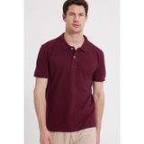 Tudors Erkek Slim Fit Dar Kesim %100 Pamuk Kısa Kollu Polo Yaka Bordo Tişört - 2XL