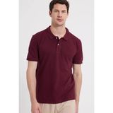 Tudors Erkek Slim Fit Dar Kesim %100 Pamuk Kısa Kollu Polo Yaka Bordo Tişört