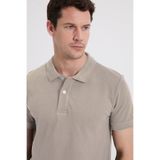 Tudors Erkek Slim Fit Dar Kesim %100 Pamuk Kısa Kollu Polo Yaka Gri Tişört