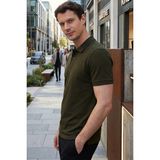 Tudors Erkek Slim Fit Dar Kesim %100 Pamuk Kısa Kollu Polo Yaka Haki Tişört - XL