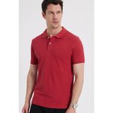 Tudors Erkek Slim Fit Dar Kesim %100 Pamuk Kısa Kollu Polo Yaka Kırmızı Tişört - Kırmızı1 - XL