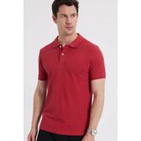 Tudors Erkek Slim Fit Dar Kesim %100 Pamuk Kısa Kollu Polo Yaka Kırmızı Tişört - Kırmızı1