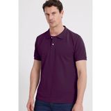 Tudors Erkek Slim Fit Dar Kesim %100 Pamuk Kısa Kollu Polo Yaka Mor Tişört - XL