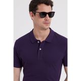 Tudors Erkek Slim Fit Dar Kesim %100 Pamuk Kısa Kollu Polo Yaka Mor Tişört