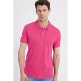 Tudors Erkek Slim Fit Dar Kesim %100 Pamuk Kısa Kollu Polo Yaka Pembe Tişört - 2XL
