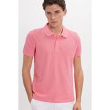 Tudors Erkek Slim Fit Dar Kesim %100 Pamuk Kısa Kollu Polo Yaka Pembe Tişört - Pembe1 - 2XL
