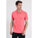 Tudors Erkek Slim Fit Dar Kesim %100 Pamuk Kısa Kollu Polo Yaka Pembe Tişört - Pembe1 - XL