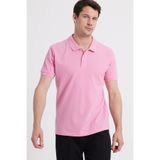 Tudors Erkek Slim Fit Dar Kesim %100 Pamuk Kısa Kollu Polo Yaka Pembe Tişört