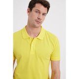 Tudors Erkek Slim Fit Dar Kesim %100 Pamuk Kısa Kollu Polo Yaka Sarı Tişört - XL