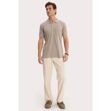 Tudors Erkek Slim Fit Dar Kesim %100 Pamuk Kısa Kollu Polo Yaka Vizon Tişört - 2XL