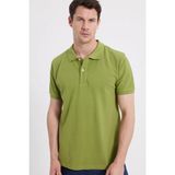 Tudors Erkek Slim Fit Dar Kesim %100 Pamuk Kısa Kollu Polo Yaka Yeşil Tişört - 2XL