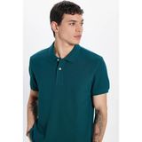 Tudors Erkek Slim Fit Dar Kesim %100 Pamuk Kısa Kollu Polo Yaka Yeşil Tişört - XL