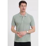 Tudors Erkek Slim Fit Dar Kesim %100 Pamuk Kısa Kollu Polo Yaka Yeşil Tişört