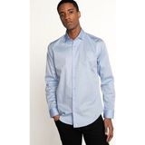Tudors Erkek Slim Fit Dar Kesim %100 Pamuk Koton Saten Premium Seri Mavi Gömlek