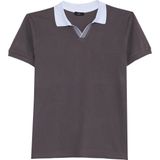Tudors Erkek Slim Fit Dar Kesim %100 Pamuk Koyu Gri Polo Yaka Tişört - 2XL