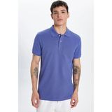 Tudors Erkek Slim Fit Dar Kesim %100 Pamuk Koyu Lila Polo Yaka Tişört