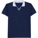 Tudors Erkek Slim Fit Dar Kesim %100 Pamuk Lacivert Polo Yaka Tişört - 2XL