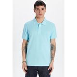 Tudors Erkek Slim Fit Dar Kesim %100 Pamuk Mavi Polo Yaka Tişört - Açık Mavi - XL