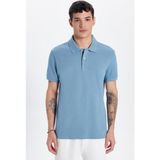 Tudors Erkek Slim Fit Dar Kesim %100 Pamuk Mavi Polo Yaka Tişört - Açık Mavi