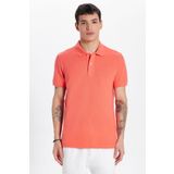 Tudors Erkek Slim Fit Dar Kesim %100 Pamuk Mercan Polo Yaka Tişört