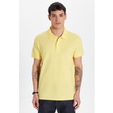 Tudors Erkek Slim Fit Dar Kesim %100 Pamuk Sarı Polo Yaka Tişört