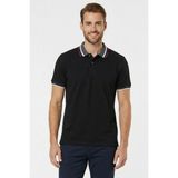 Tudors Erkek Slim Fit Dar Kesim %100 Pamuk Siyah Polo Yaka Tişört