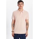 Tudors Erkek Slim Fit Dar Kesim %100 Pamuk Somon Polo Yaka Tişört - 2XL