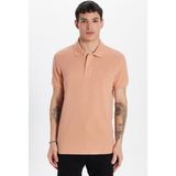 Tudors Erkek Slim Fit Dar Kesim %100 Pamuk Somon Polo Yaka Tişört - Krem