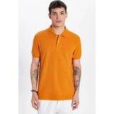 Tudors Erkek Slim Fit Dar Kesim %100 Pamuk Turuncu Polo Yaka Tişört - 2XL