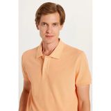 Tudors Erkek Slim Fit Dar Kesim %100 Pamuk Turuncu Polo Yaka Tişört - XL
