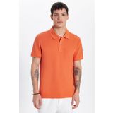 Tudors Erkek Slim Fit Dar Kesim %100 Pamuk Turuncu Polo Yaka Tişört