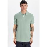 Tudors Erkek Slim Fit Dar Kesim %100 Pamuk Yeşil Polo Yaka Tişört - XL